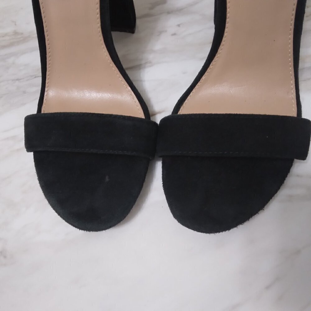 Steve Madden | Carrson Black Suede Block Heel Sandals | Size 9.5 - Picture 8 of 12